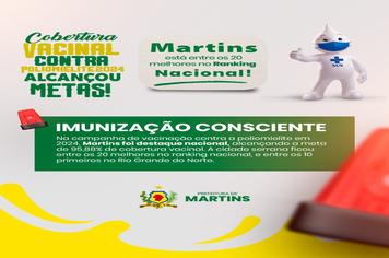 Martins é destaque nacional na cobertura vacinal contra a poliomielite em 2024