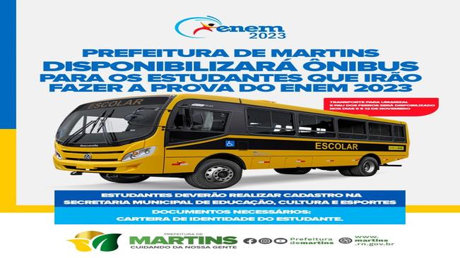 Ônibus para os estudantes que irão realizar a prova do ENEM