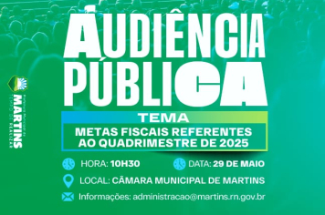 Prefeitura de Martins realiza audiência pública para apresentar metas fiscais do 1º quadrimestre de 2025