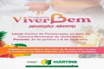 Inscrições abertas para o programa Viver Bem