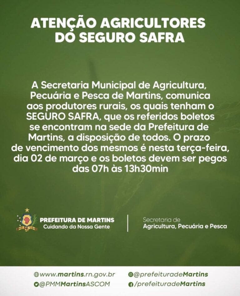 Leia mais sobre o artigo Atenção agricultores do seguro safra