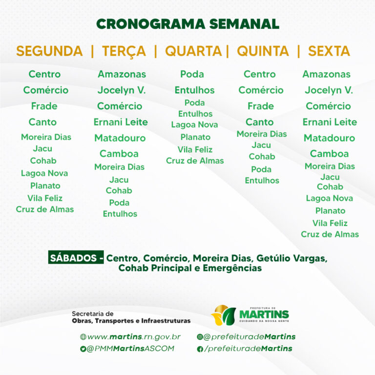 Read more about the article Cronograma Semanal da Coleta de Lixo